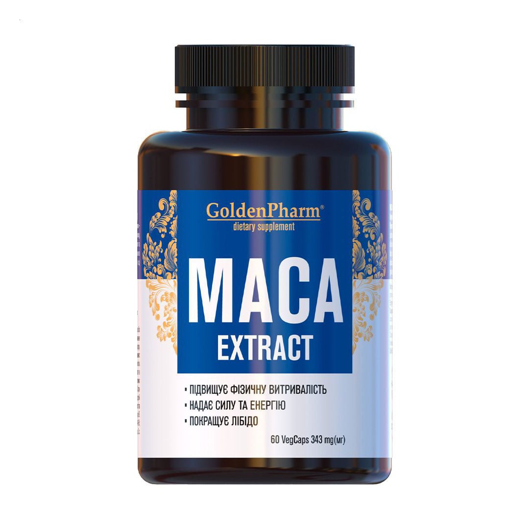 Екстракт маки Golden Pharm Maca Extract, 343 мг, 60 вегетаріанських капсул